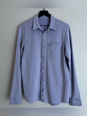 Lululemon Commission Long Sleeve Shirt Harbor Blue / White Size M